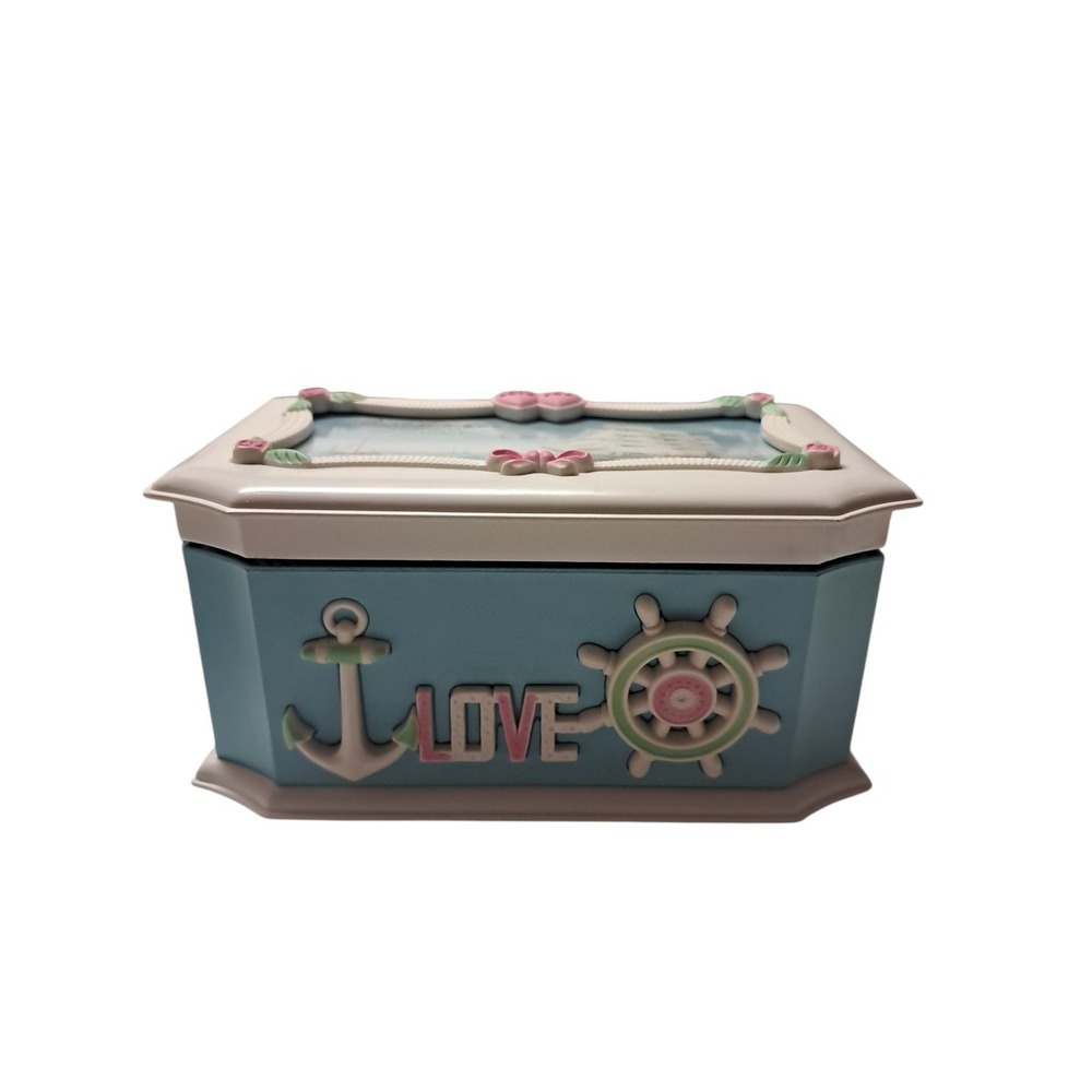 Blue Dancing‎ Ballerina Couple Musical Jewelry Storage Box